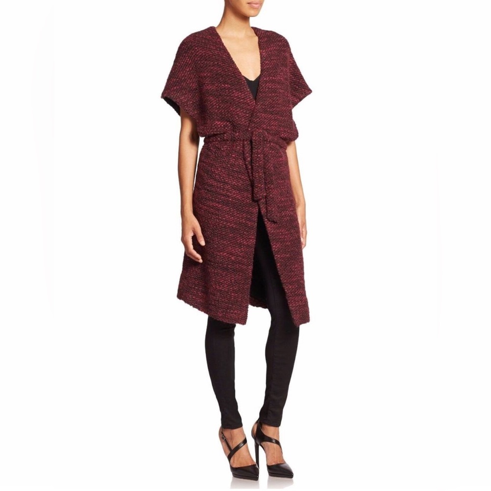 Alice + Olivia Kimono Sweater Wrap Color: Merlot, Size: S